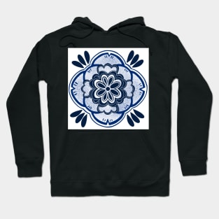 Blue and white florally Hoodie